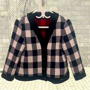 EUC pink tartan buffalo plaid reversible blazer/coat